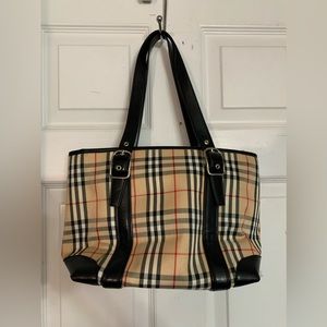 Burberry purse rare vintage handbag tan/ black clean used